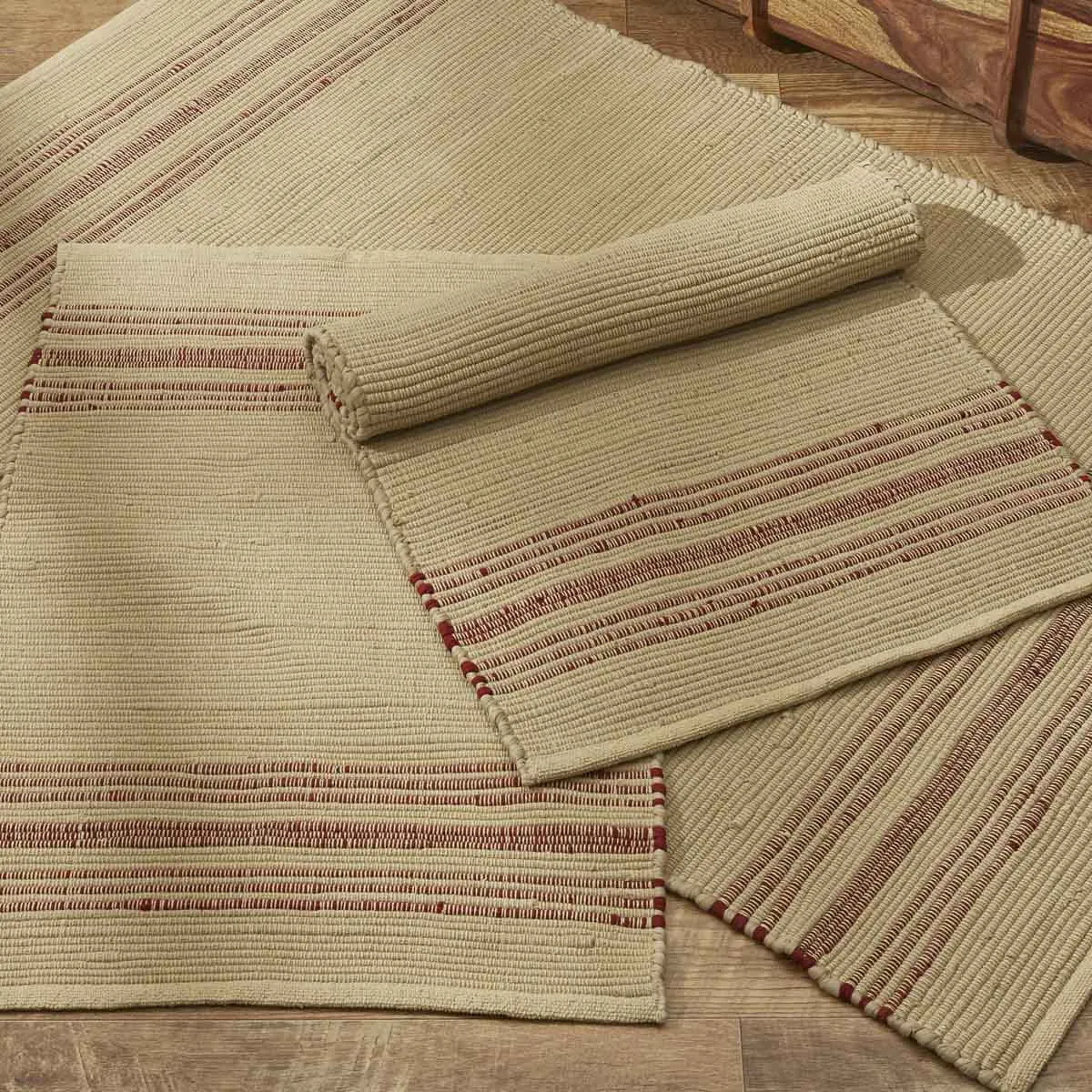 Rustic Stripe 2' x 6' Woven Rag Rug Floor Runners