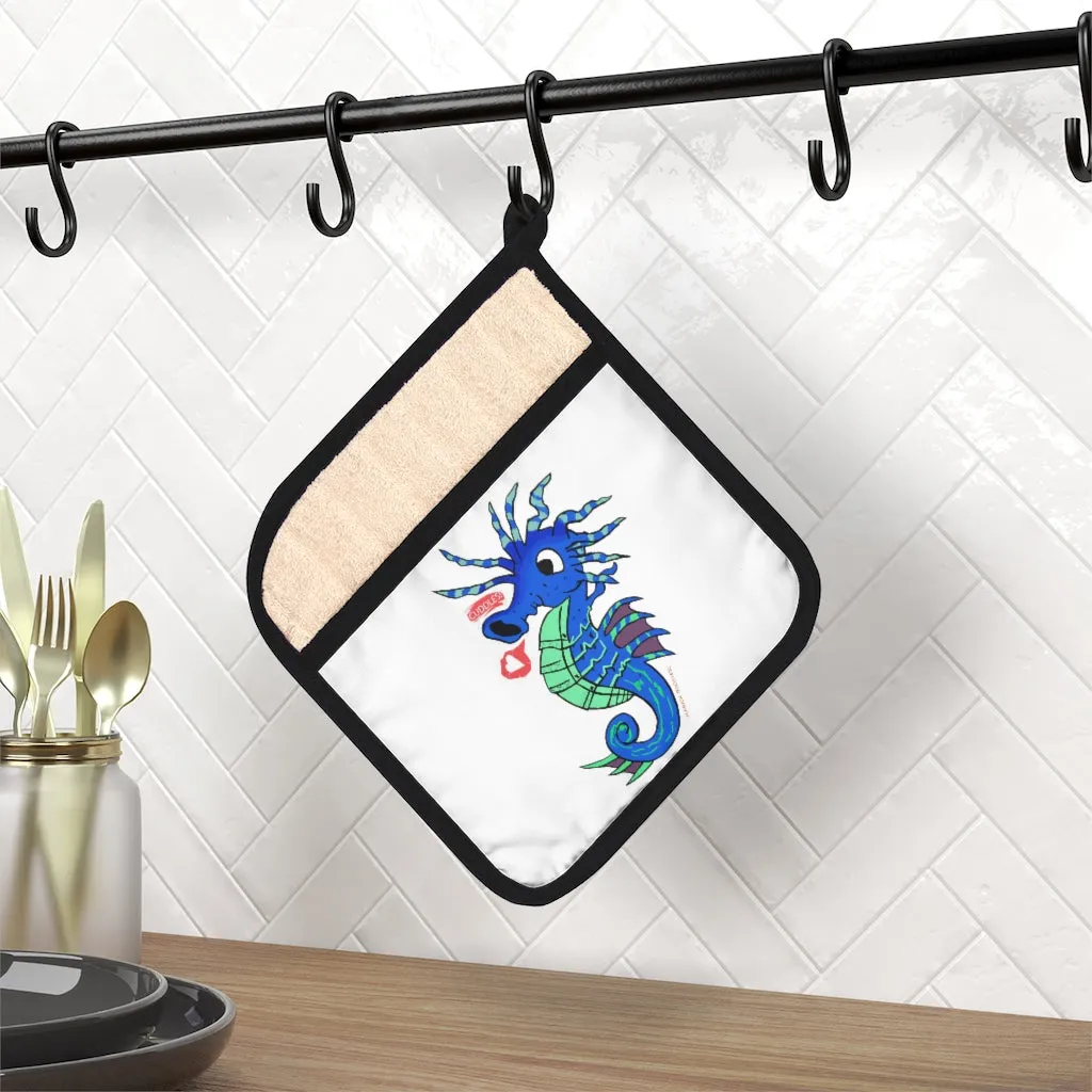 Scribblers the Seahorse Pot Holder with Pocket