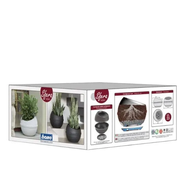 Sfera Self Watering Planter With Clip-on Saucer White
