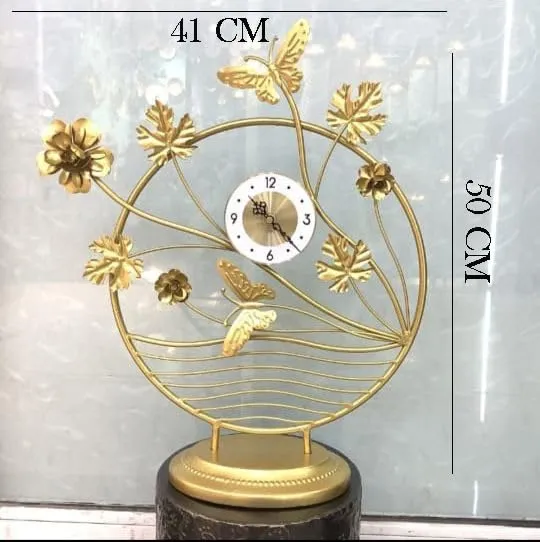 SIsliyaClock, Butterfly Pattern Design Bedroom Clock Table Clocks, Desk Clock, Silent Metal Table Clock with Light for Living Room Decor, Bedroom, Bedside, Shelf(SS-09)