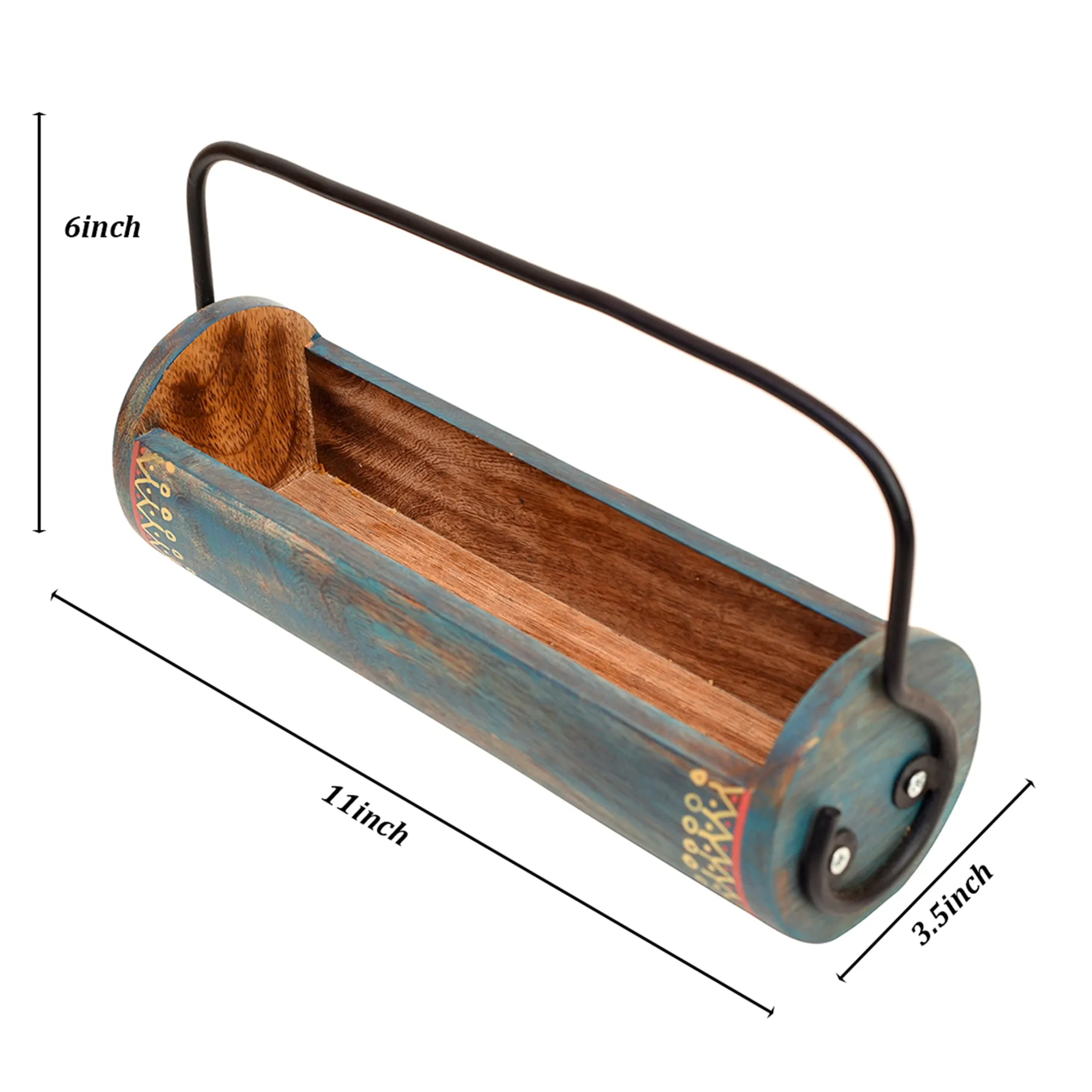 Sleek Cocktail Snacks Server in exotic shape with Stylish Metal Handle (11x3.5x6)