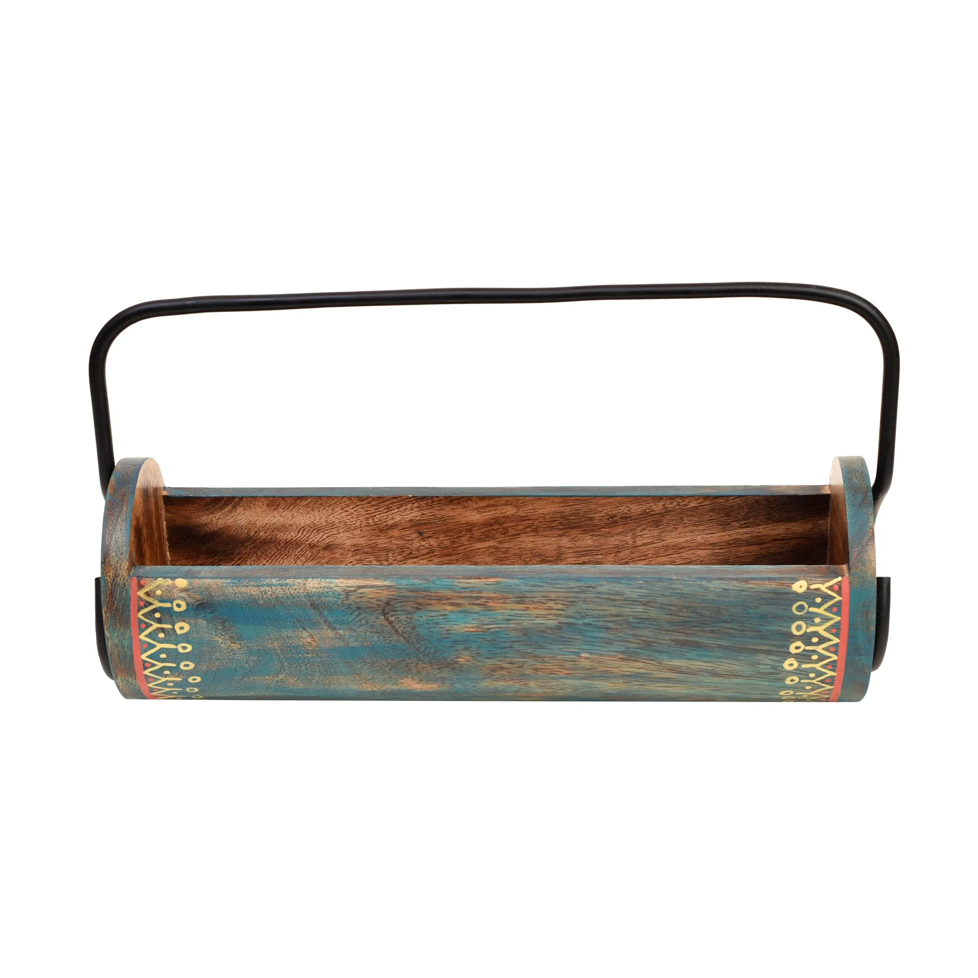 Sleek Cocktail Snacks Server in exotic shape with Stylish Metal Handle (11x3.5x6)