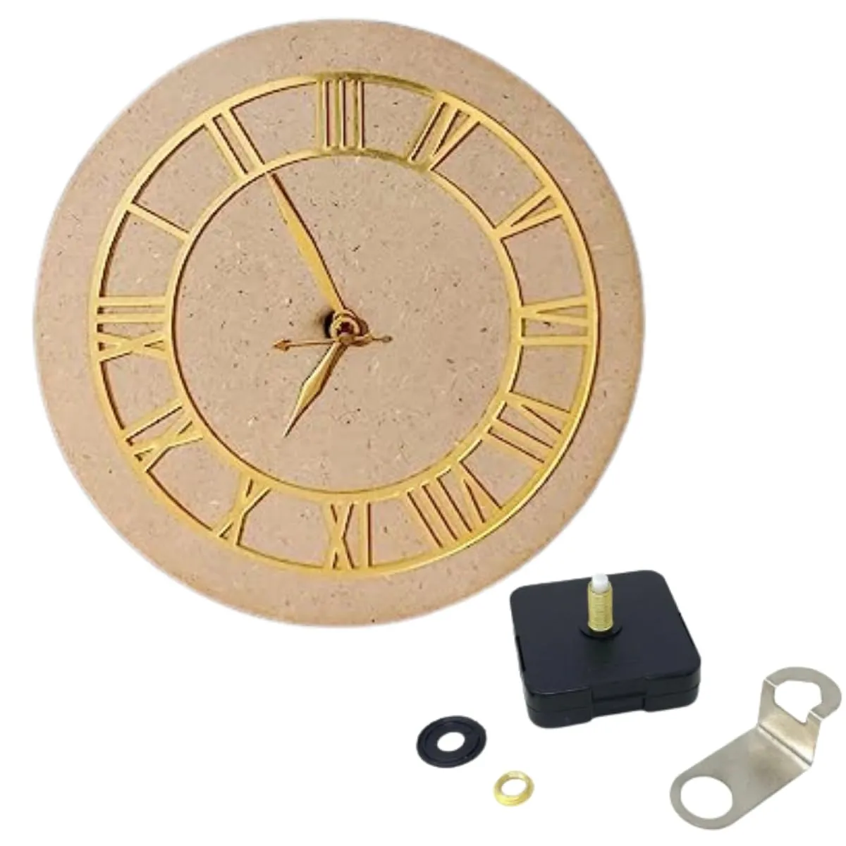 SNOOGG DIY Clock Making kit for Resin Art with 10 Inch Round Wooden Blank 8 inch Gold Acrylic Roman Letters Ring and Clock Movement Mechanism Set of 3 Accessories