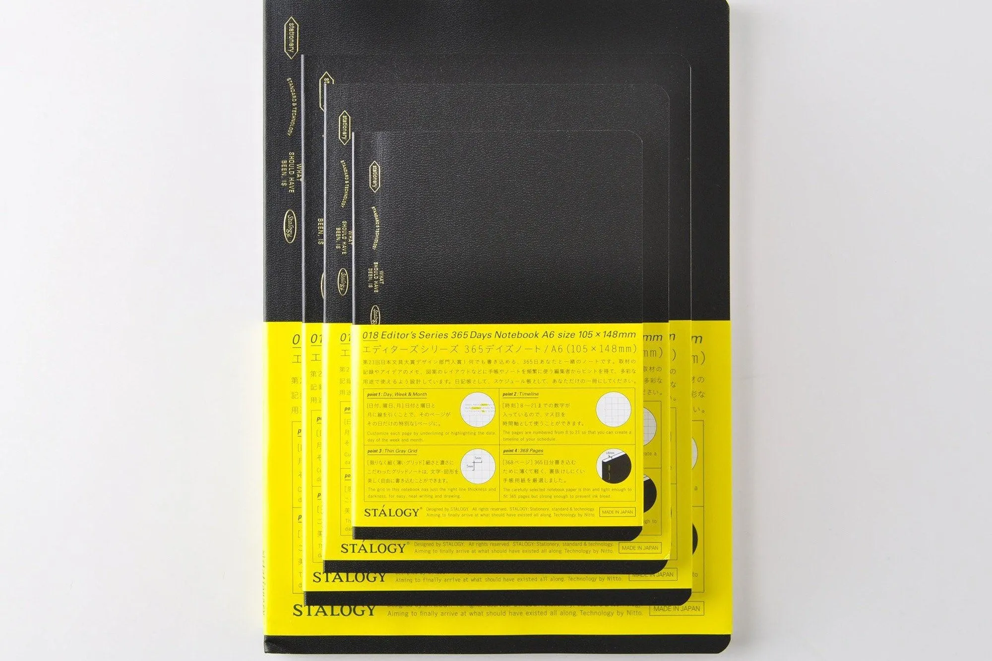 Stalogy 365Days Notebook - A5 - Grid - 368 Pages - Black