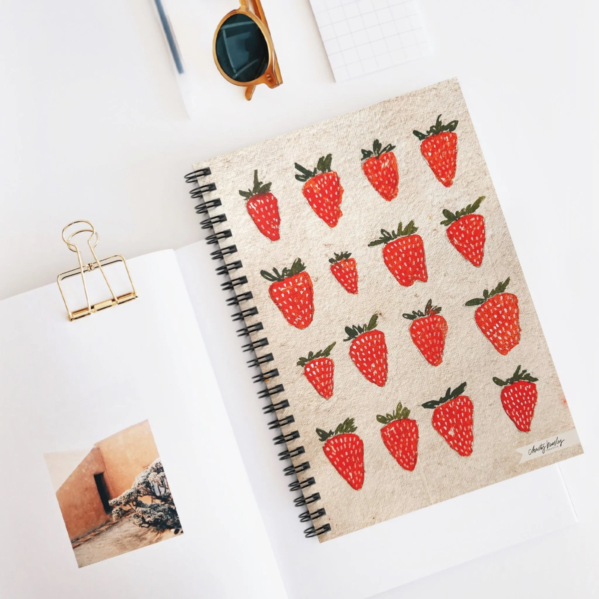 “Strawberries” Spiral Notebook - Ruled Line - by Christy Beasley
