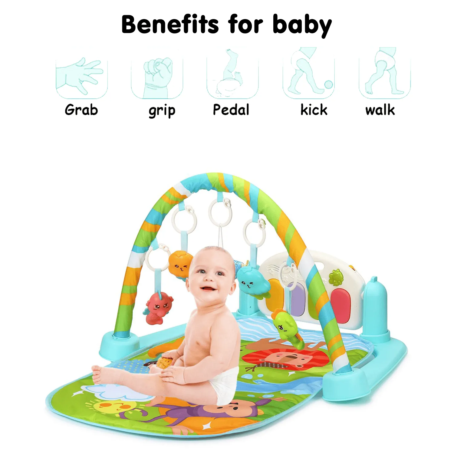 Sunny Zoo Day Multicolour Piano Activity Gym