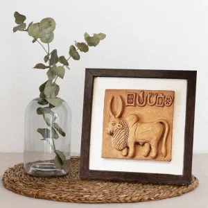 Terracotta Harappan Bull Seal Replica With Frame |Handmade In India | Wall Decor | Gift