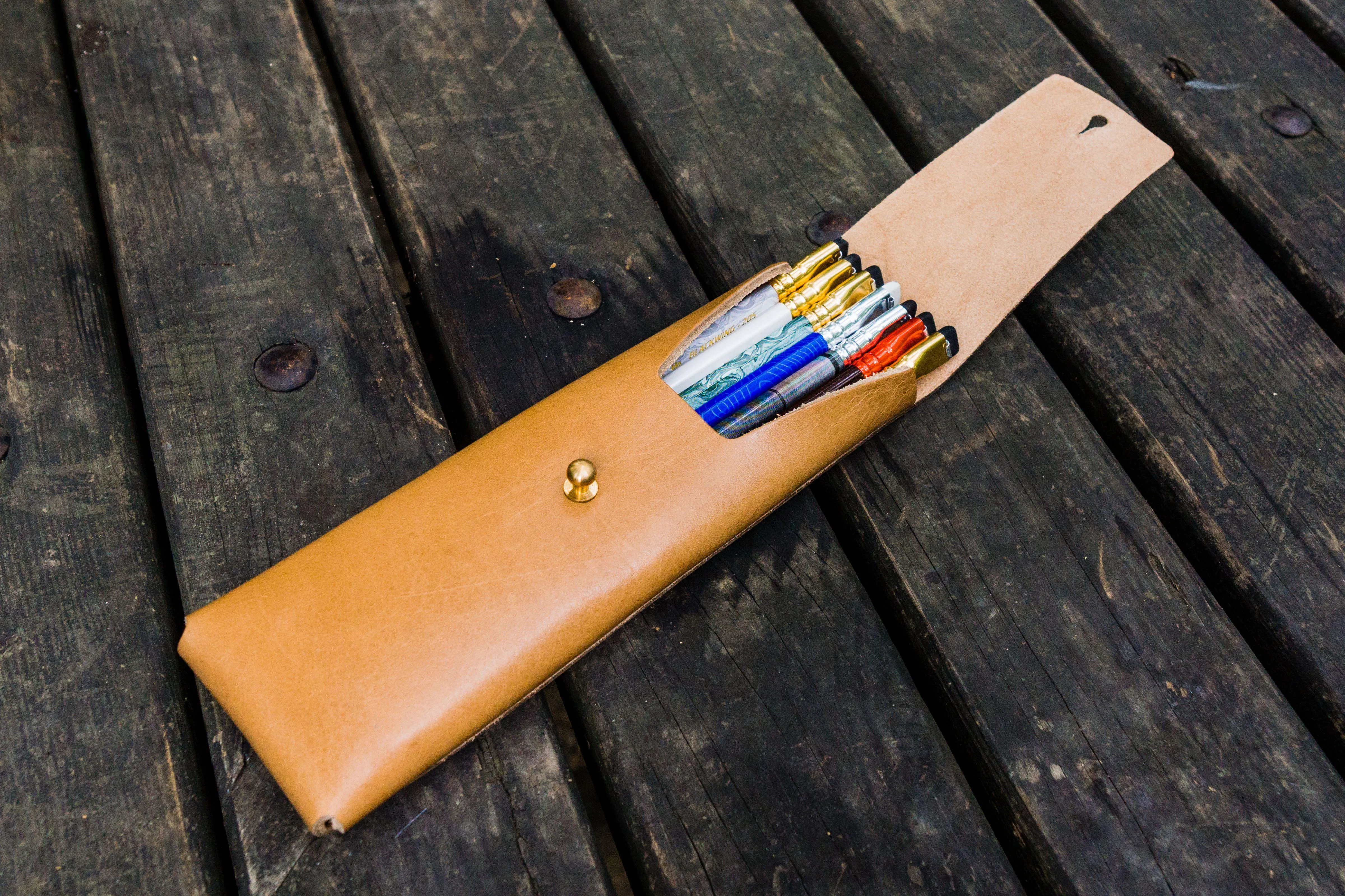 The Charcoal Leather Pencil Case for Blackwing Pencils - Natural