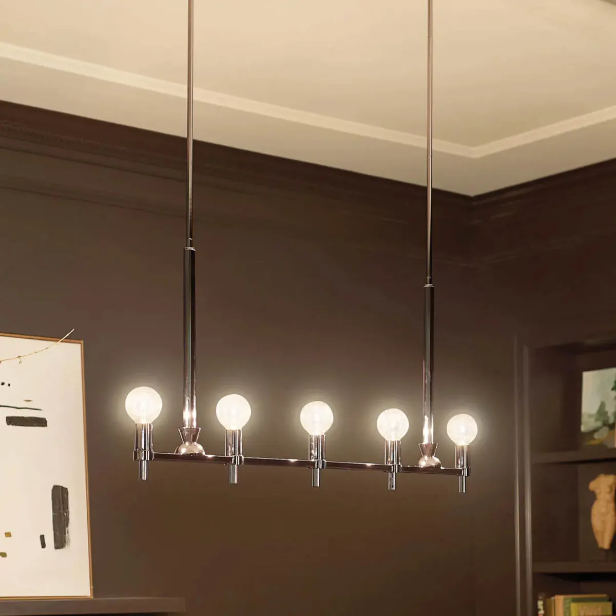 Torvee 41" 5-Light Linear Chandelier, Polished Nickel Finish