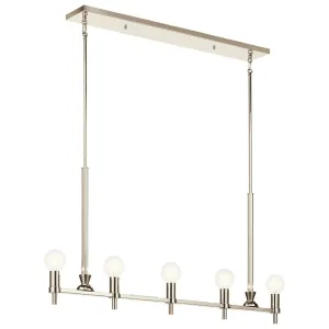 Torvee 41" 5-Light Linear Chandelier, Polished Nickel Finish