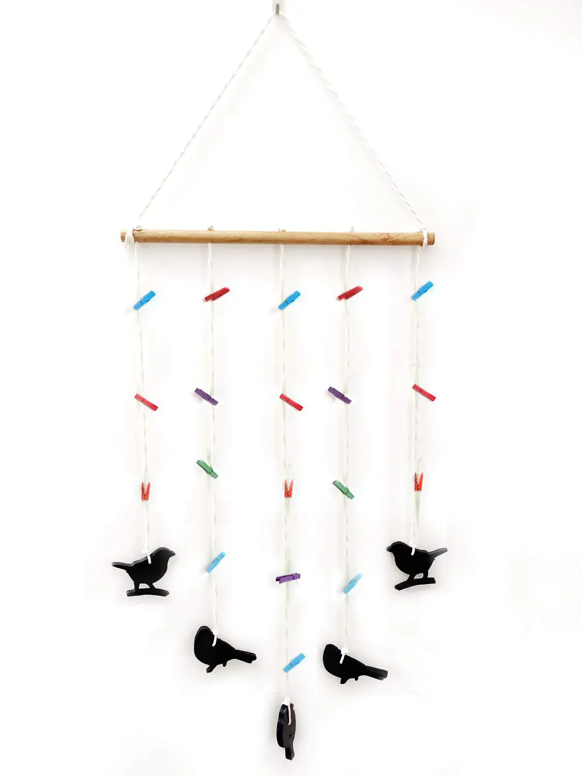 VAH Hanging Photo Display Macrame Wall Hanging Pictures Organizer Home Decor, Bohemian Home Decor, with Wood Clips (Macrame Birds)