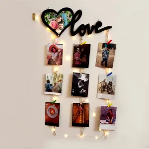 VAH-Kya Bat Hai !! photo wall hanging, memories wall hanging, hanging photo frames for wall decoration, photos hanging for wall decoration, photo frames for wall decoration with light (1 LED, 1 Tap & 12 Wooden Clips)