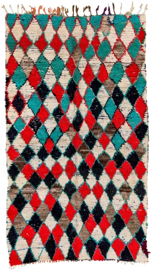 Vintage Moroccan Boucheroite Rug - 4’11 x 8’5