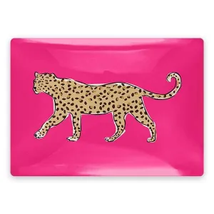 Walking Leopard Rectangle Glass Trinket Tray