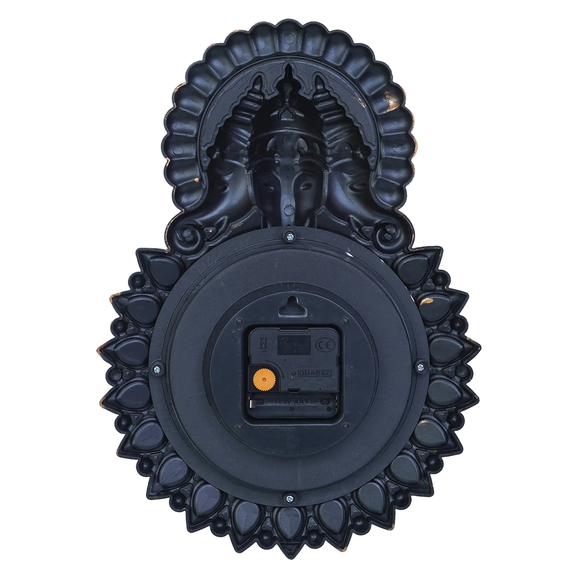 Webelkart Premium Plastic Designer Stones Ganesha Wall Clock for Home and Office Décor, Living Room, Bedroom (Copper, 12 Inch)