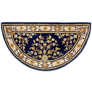 Wool Minuteman Blue Half Round Hearth Rug