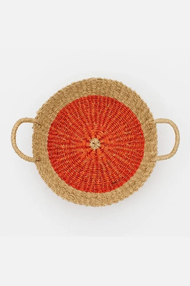 Woven  Round Tray I Pink