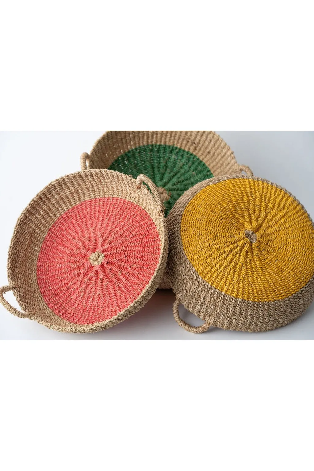 Woven  Round Tray I Pink